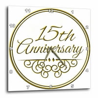 3Droza 15. godišnjica poklona - zlatni tekst za slavljenja vjenčanja - godina u braku - Zidni sat, prema