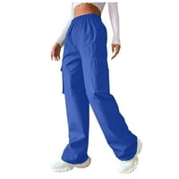 CacommAmrk PI Ženske joge hlače čišćenje ženskih udobnih ispisanih škara sa visokim strukom plavi