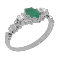 Britanci napravili bijeli zlatni prsten 18k s prirodnim smaragdnim i dijamantnim ženskim rubnim prstenom