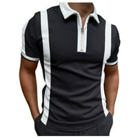 Hanas kontrast prugasti muške polo majice Slim Fitting Office Golf kratki rukavi crni, 3xl
