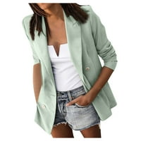 Ženska casual Solid Colore Laight Cardigan sa džepnim reverima dugim rukavima dame dame jakna 【Clear】