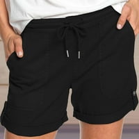 Ženske kratke hlače od pamučnih posteljina Comfy ljetni elastični struk povremene lagane kratke hlače