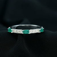 Spacking Green Emerald i dijamantni prsten u okruženju prong, 14k bijelo zlato, SAD 12,00