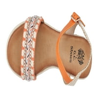 Cipele Ženske otvorene pjene pjene ljeto Espadrille Wedge sandale, pletene kaiševe na platformu gležnja, cheri narančasta 7,5