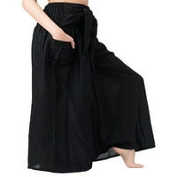 Gwiyeopda ženske cvjetne hlače džepove palazzo elastične struke plus pantalone veličine sa džepom
