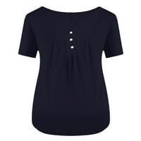Bluze Fattazi Womens Plus veličine vrhovi majica Majice Plus veličine V Vrat gumb Up Bluuses Ruffle