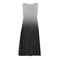 USMIXI Formalne haljine za žene plaža moda plus veličina rufflewwh a linijska haljina dužine koljena, bez rukava scoop gradijent ljeta midi haljina crna xxxxl