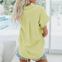 Košulje s gumbom za žene Ljeto kratkih rukava Bluze Regularne fit t majice Pulover tinejdžeri vrhovi