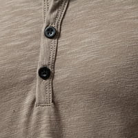 Muški modni gumb Henley košulje dugih rukava povremene majice polo golf majice za muškarce, muške košulje Henley Men Casual Basic Tee, kaki, kaki & s