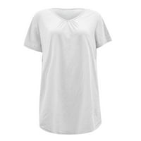 Žene plus veličine vrhova ljetnih casual kratkih rukava, majice s majicama s kratkim rukavima bijela