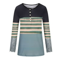 Prodaja ženske modne modne košulje casual gumb bluza za vrat čipka čipke dugih rukava kontrastni pulover