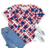 Ženske košulje Američka zastava Štampano ljeto O vrat Dan nezavisnosti Kratki rukavi Bluze Thirts Majice