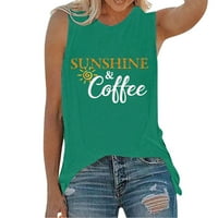 Sunshine kafe tiskani prsluk TEE ženski tenk top simpatična vježba fitness tee majica majica Big Girl
