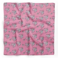Bimba Pink Anemone & Tulip Cvjetni čisti svileni tiskani šal Dupatta Vrat za glavu Bandanas za žene