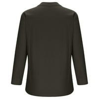YieVot majice za žene čišćenje Ženska V-izrez dugih rukava labav gumb Pamuk i posteljine tuničke majice