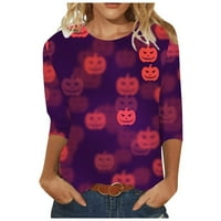 Halloween majice za žene Ženske padajuće modne žene za Halloween Grafički print okrugli vrat Pulover