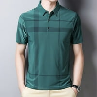 Muška leda SILK Business Haljina Stripe košulje kratki rukav The pulover majica zelena 3xl
