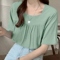 Safuny ženski trendi labavi bazični vrhovi čišćenje čvrsti vrhovi kratkih rukava majica s kratkim majicama
