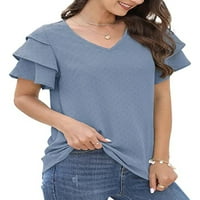 Grianlook ženske majice kratki rukav vrhovi V izrez bluza Dame Plain Tunic Majica Looja boja svijetlo