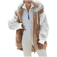 Zimski kaputi za žene dqueduo moda ženska topla FAU kaput jakna zimski patentni patelica dugih rukava,