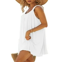 Bomotoo Women Ljeto Plaže sa rukama bez rukava bez rukava kratke kratke mini haljine labave zabave bijeli