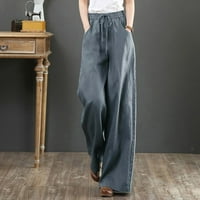 Ketyyh-Chn pantalone za žene Trendy Stretch Dukset široke noge Ležerne hlače Grey, M