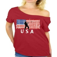 Newkward Styles Ribolov u SAD-u sa ramene košulje Ponosne američke američke zastave Žene T majice i