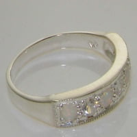 10k bijeli zlatni prirodni dijamant i Opal ženski prsten