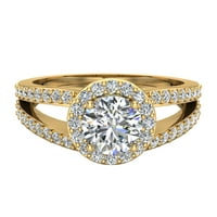 Zaručni prstenovi za žene okrugli dijamantski Split Stil Stil 1. CT 14K zlato