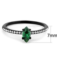 Luxe nakit dizajnira ženski crni jonski prsten od nehrđajućeg čelika sa kubnim cirkonijem smaragdom