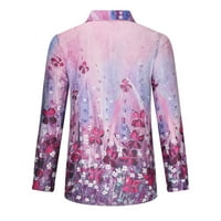 Ženske tiskane majice s dugim rukavima Casual Ret vrat cvjetna bluza Pink xxl