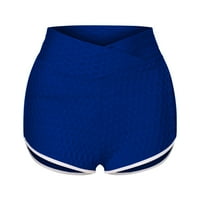Ženske kratke hlače Visoko struka Shorts Shorts Solid Print Trčanje Teretane Kratke hlače Plavi XXL
