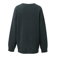 Umitay Comfort Bool dukseri Ženski pulover za ispis Okrugli pad vrata s dugim rukavima dugih rukava