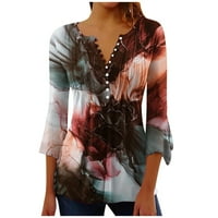 Zunfeo Fall majice za žensko-tiskane casual bluza dugih rukava naborani komfej pulover V-izrez Slim