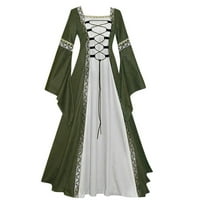 Naughtyhood Vintage haljina za žene, modne žene patchwork casual vintage podne duljine gotičke cosplay