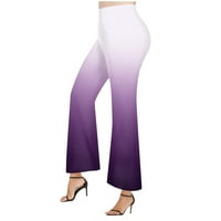 HHEI_K Ženske ženske pantalone ravne pantalone Ispis elastičnih struka casual pantalone za čizme
