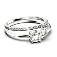Jedinstveni kamen minimalistički 1. karat okrugli dijamantni zaručni prsten, prsten od trilog, vjenčani