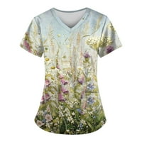 Ženske košulje Žene Modni proljetni i ljetni cvjetni ulje slikanje Ispiši V-izrez Radna odjeća s kratkim