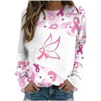 CLLIOS WOOMENS košulje za dojke ružičaste vrpce Grafički duks Funny dugih rukava plus veličina bluza koja se bori protiv majica raka dojke