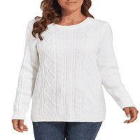 PrettyGuide ženski džemper Crewneck kabel pletene pulover dugih rukava