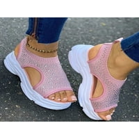 Gomelly Women Summer Sandal Rhinestone Platform Sandale pletene gornje cipele Udobne haljine cipele