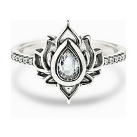Tiitstoy Retro prsten vodeni cvijet nakit ženski dijamant cirkon modni prsten vintage prsten zaručnički poklon volio vjenčani prsten za valentinovo poklon