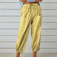 Yievit crofstring hlače za žene Ljetna štedna čišćenje ženske modne ljetne gumne Ležerne prilike labave