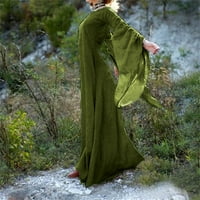 Haljine za žene Ljeto Zelene poliesterske žene jesen zimske gotičke retro pune kuglice s dugim rukavima