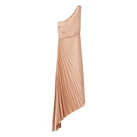 Padort haljine za žene Elegantne linije Swing Haljine Flounce Shirred Ruffle Hem haljine Khaki, 2xl
