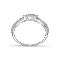 10kt bijelo zlato Ženo okruglo Diamond Square Frame Konusni ručni prsten CTTW