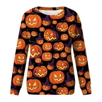 Ženske majice Pumpkin tiskani grafički Halloween okrugla vrat majica Funny Halloween casual tops bluza