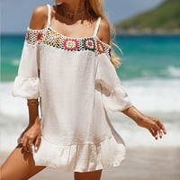 Crochet bikini prikriva plaža od pukotina ilegastih haljina kupaći kostimi poklopci uz plažu odjeća za ženska haljina bijela jedna veličina