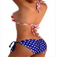 Bikini setovi za žene 4. srpnja Američka zastavica kupaći kostim trokut gornji bočni kravat donji trendi bikini kupaći kostimi Alsol Lamesa