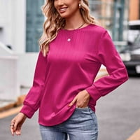 Lenago Žene tuničke vrhove plus veličina modni casual pune boje dugih rukava okruglih bluza i majica